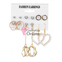 Cercei pentru dama moderni EARR38 Aurii Set de 6 perechi